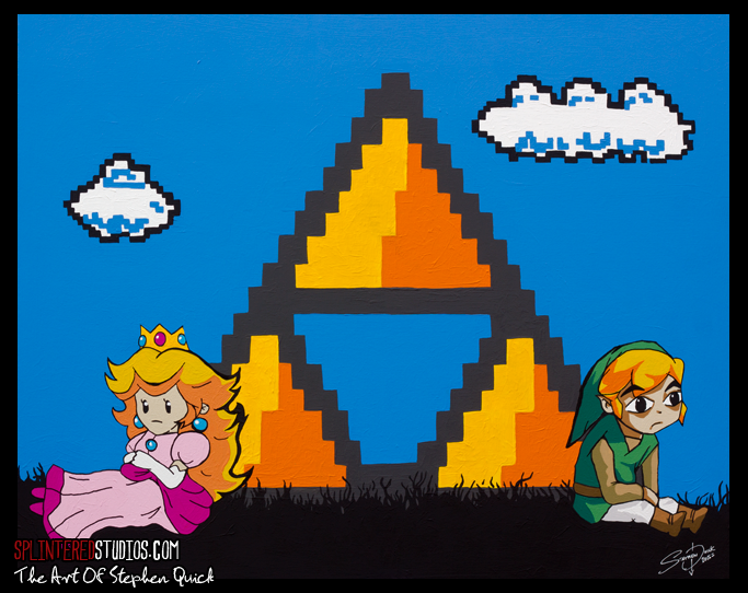 Peach and Link Nintendo painting