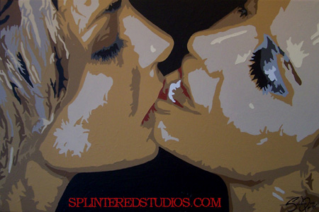 Girl Kiss painting