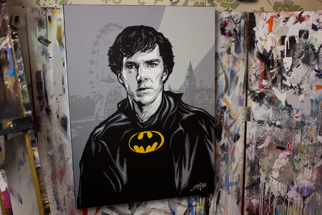 Sherlock / Batman Mash Up Painting 